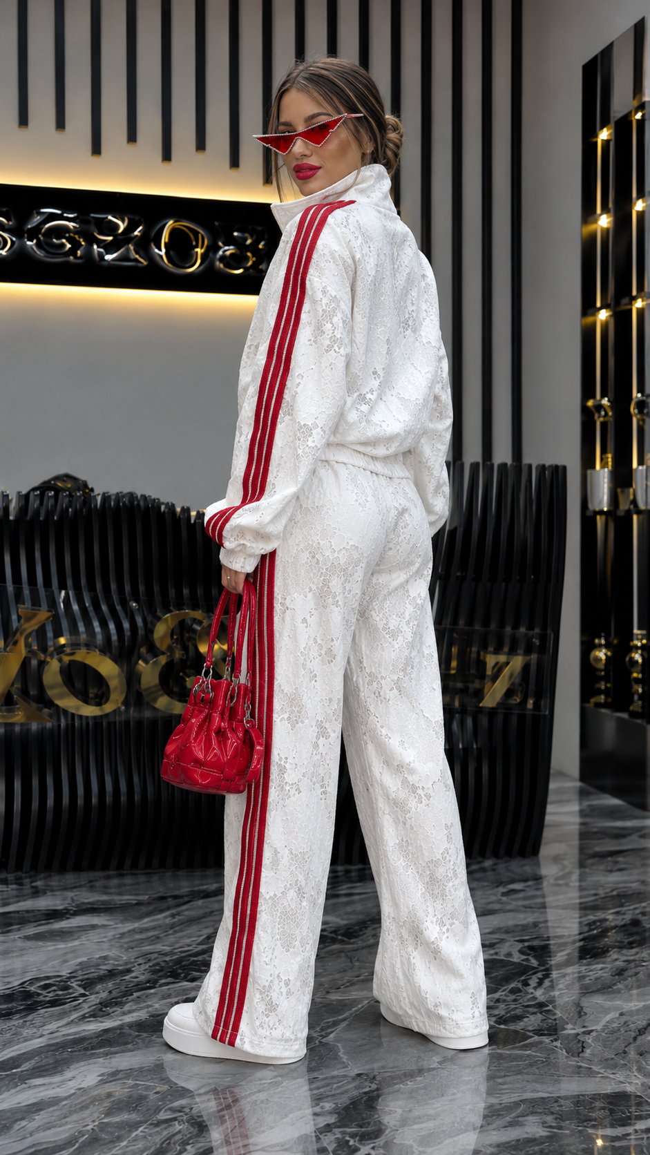 Lace Stripe Sport Luxe Two-Piece Set