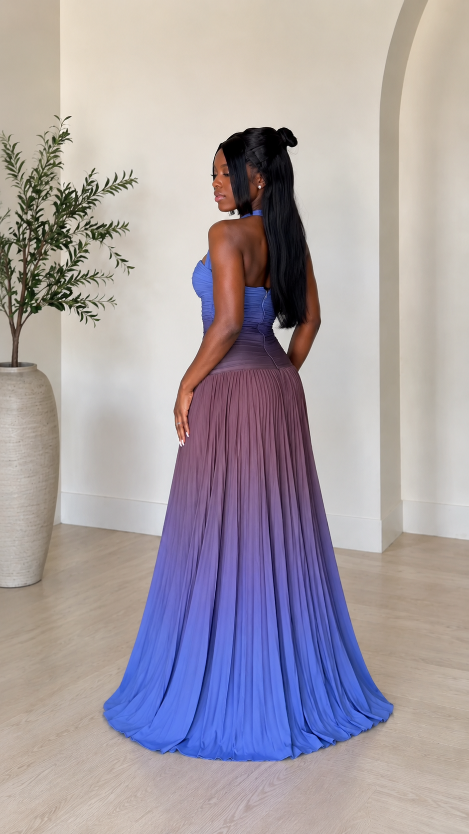 Aurora Ombre Pleated Maxi Dress
