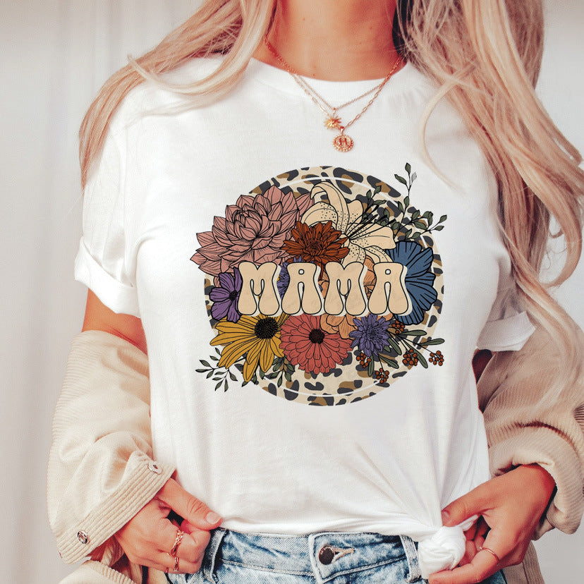 Printed Short Sleeve T-shirt Top For Women