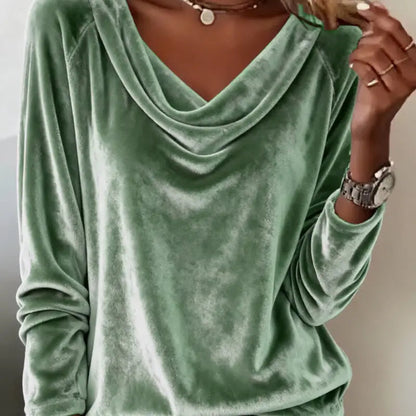Elegant Velvet Long Sleeve Shirts For Women Fall Spring Solid Color Loose Women Blouses Fashion Pullover Tops Party Clothes
