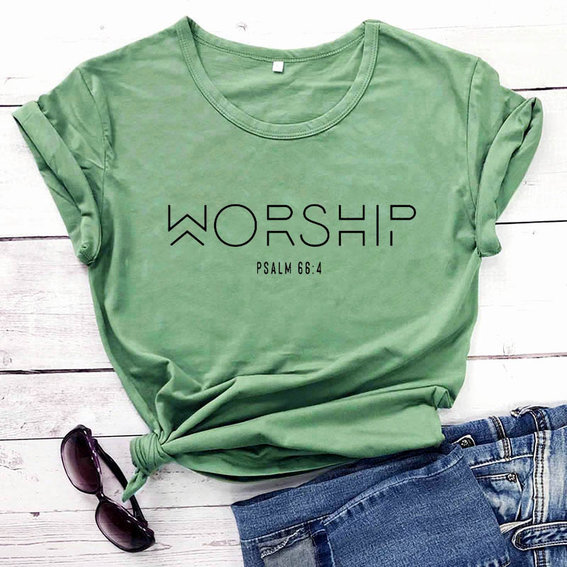 Worship Casual Cotton Christian T-Shirt Faith Shirt Women