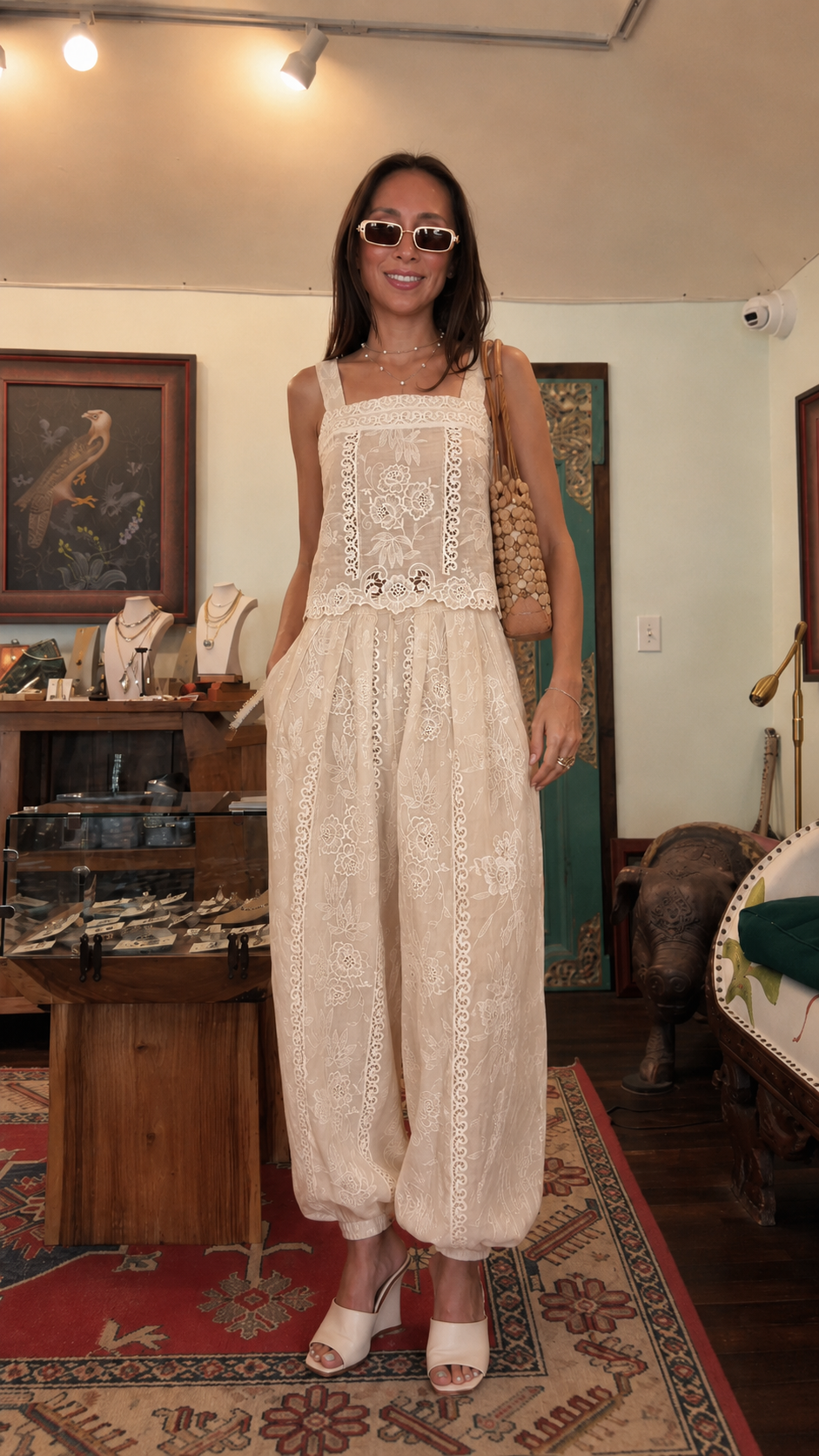 White Lace Jogger Set
