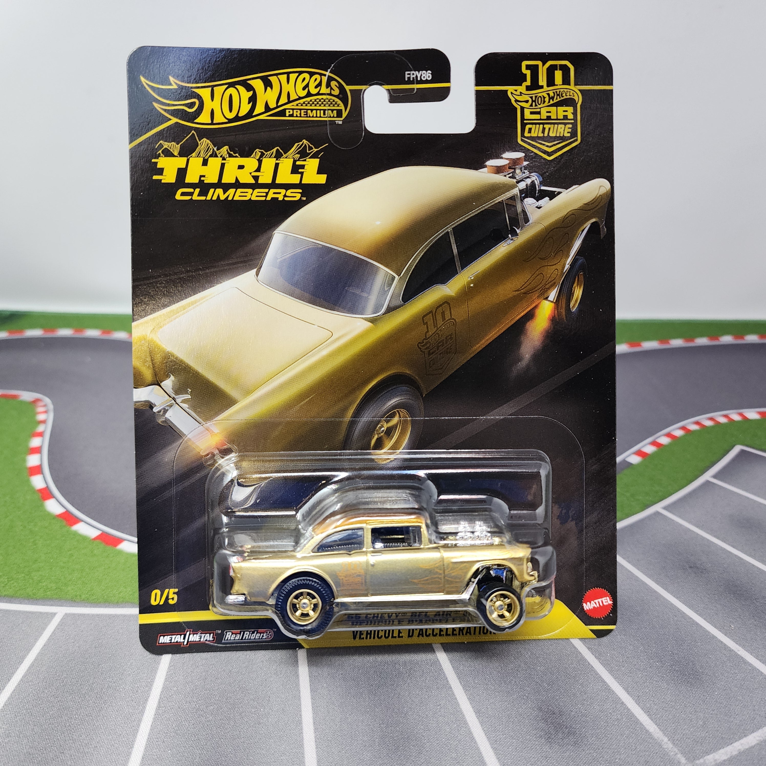 55 Chevy Bel Air Gasser * GOLD CHASE * Hot Wheels Car Culture Thrill Climbers