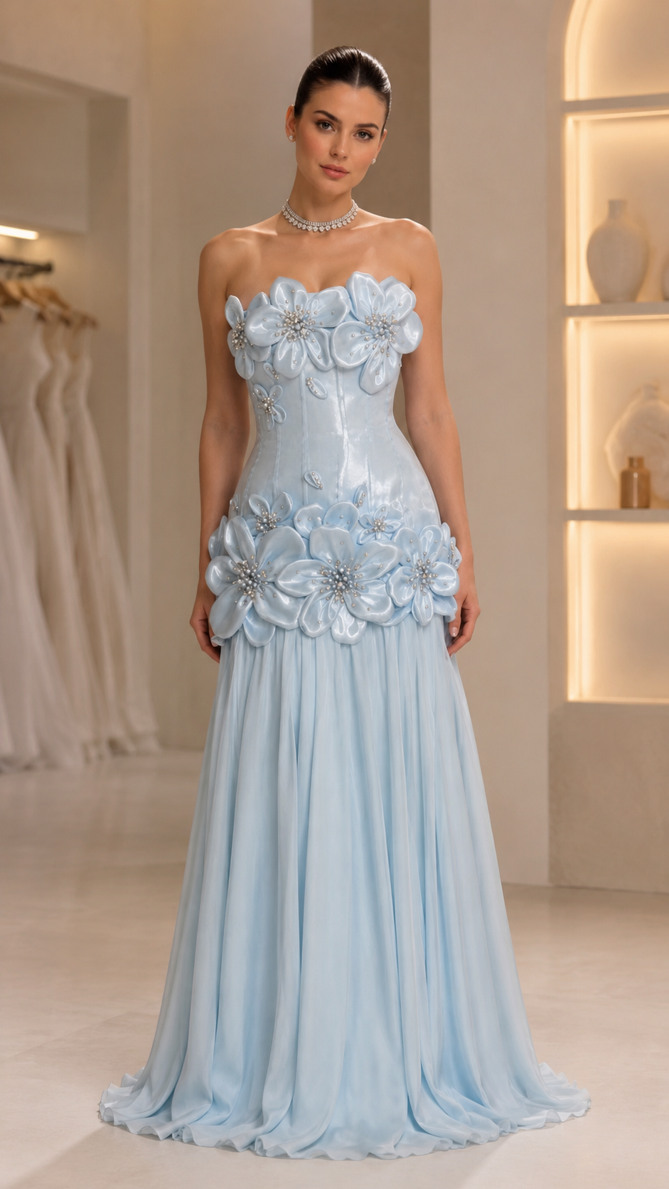 Floral Strapless Gown
