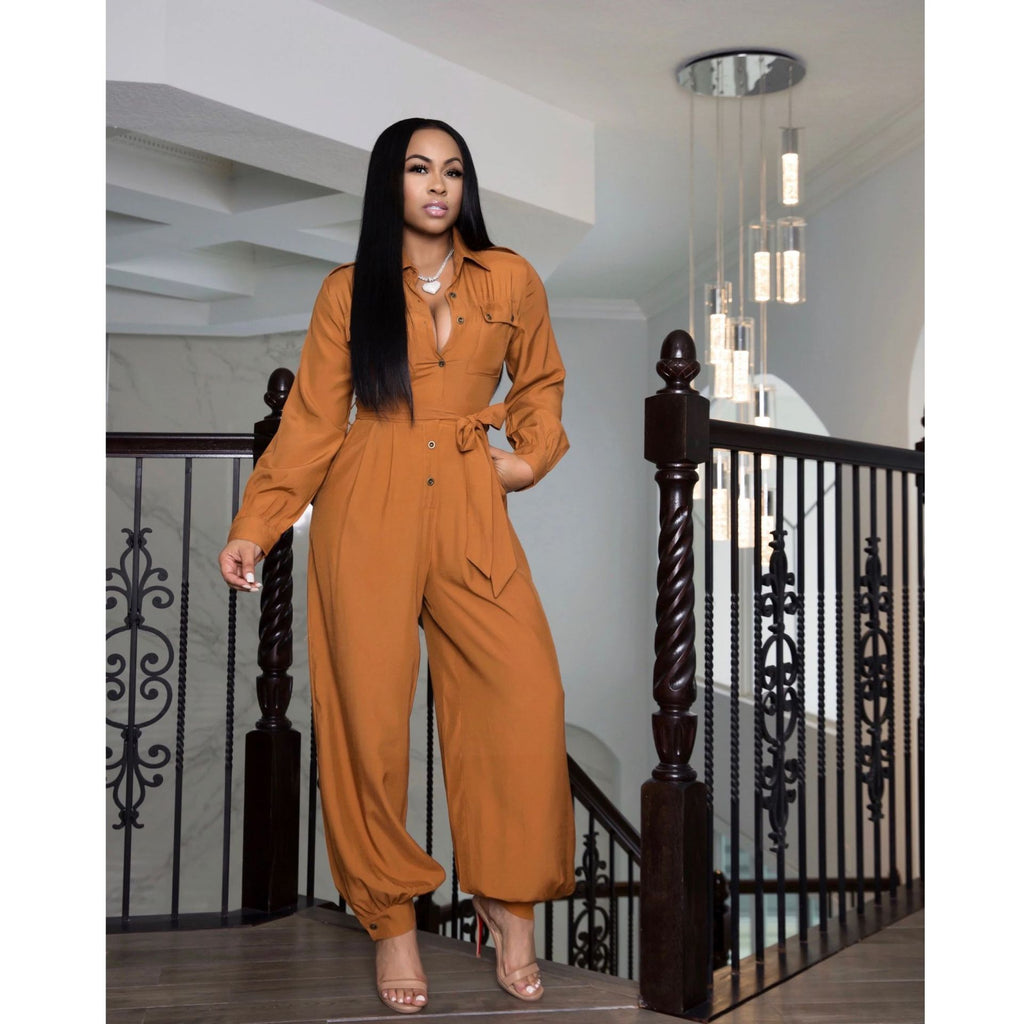 Solid Color Loose Jumpsuit Women