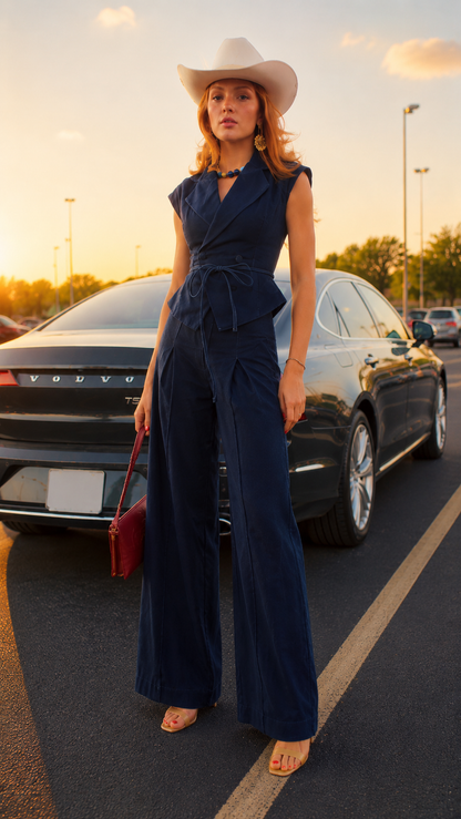 Western Chic Two-Piece Pants Set