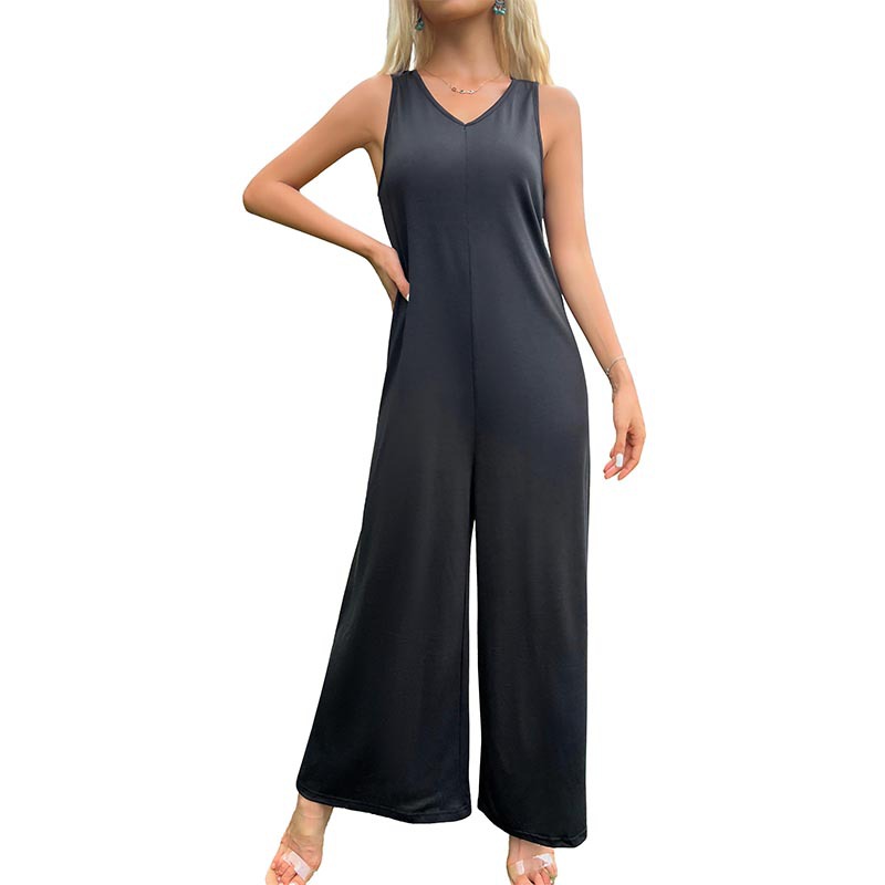 Women's Solid Color Hollow Wide Leg Jumpsuit Women