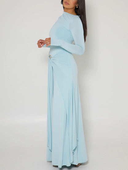 Metallic embellished pleated fitted dress