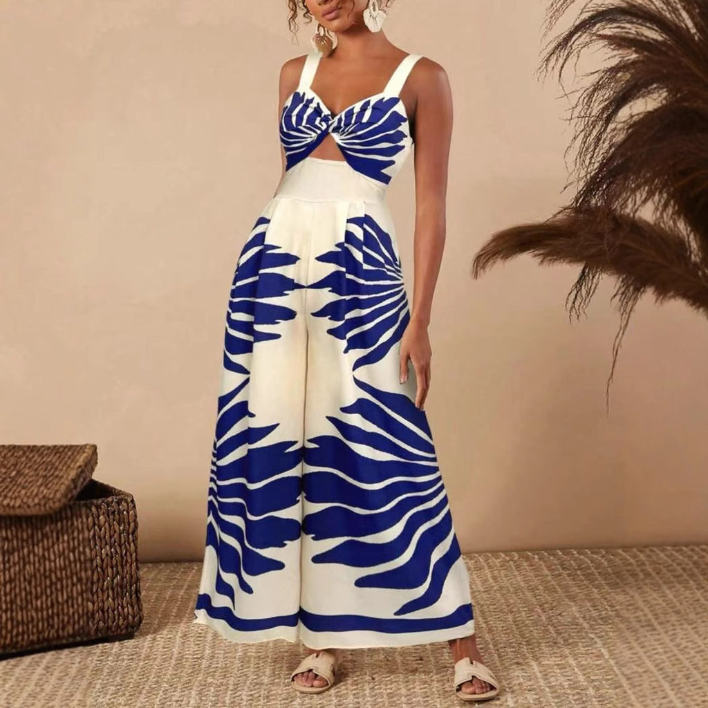 Printed Casual Fashion Jumpsuit With Straps For Women