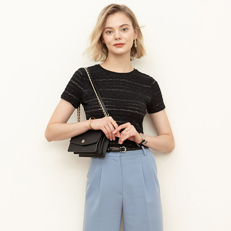 Lace Shirt Slim Slimming Short Lace T-shirt Women