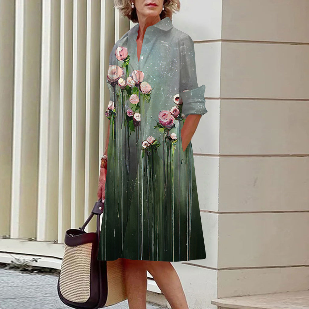 Floral Print Shirt Dress For Women Dress Autumn