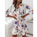 Irregular Ruffled Printed Dress Women