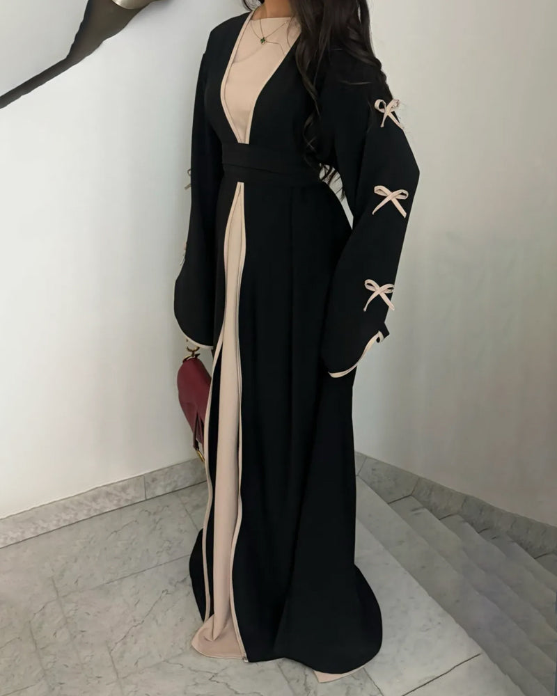 Elegant Bow Cardigan & Dress Two-Piece Set