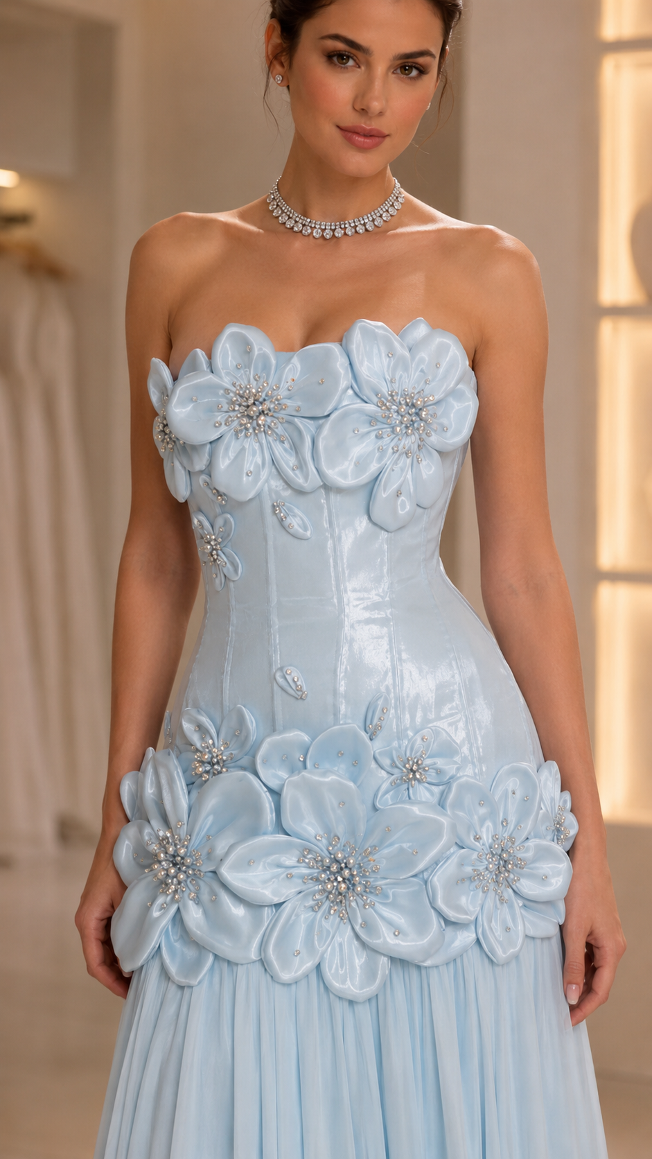 Floral Strapless Gown