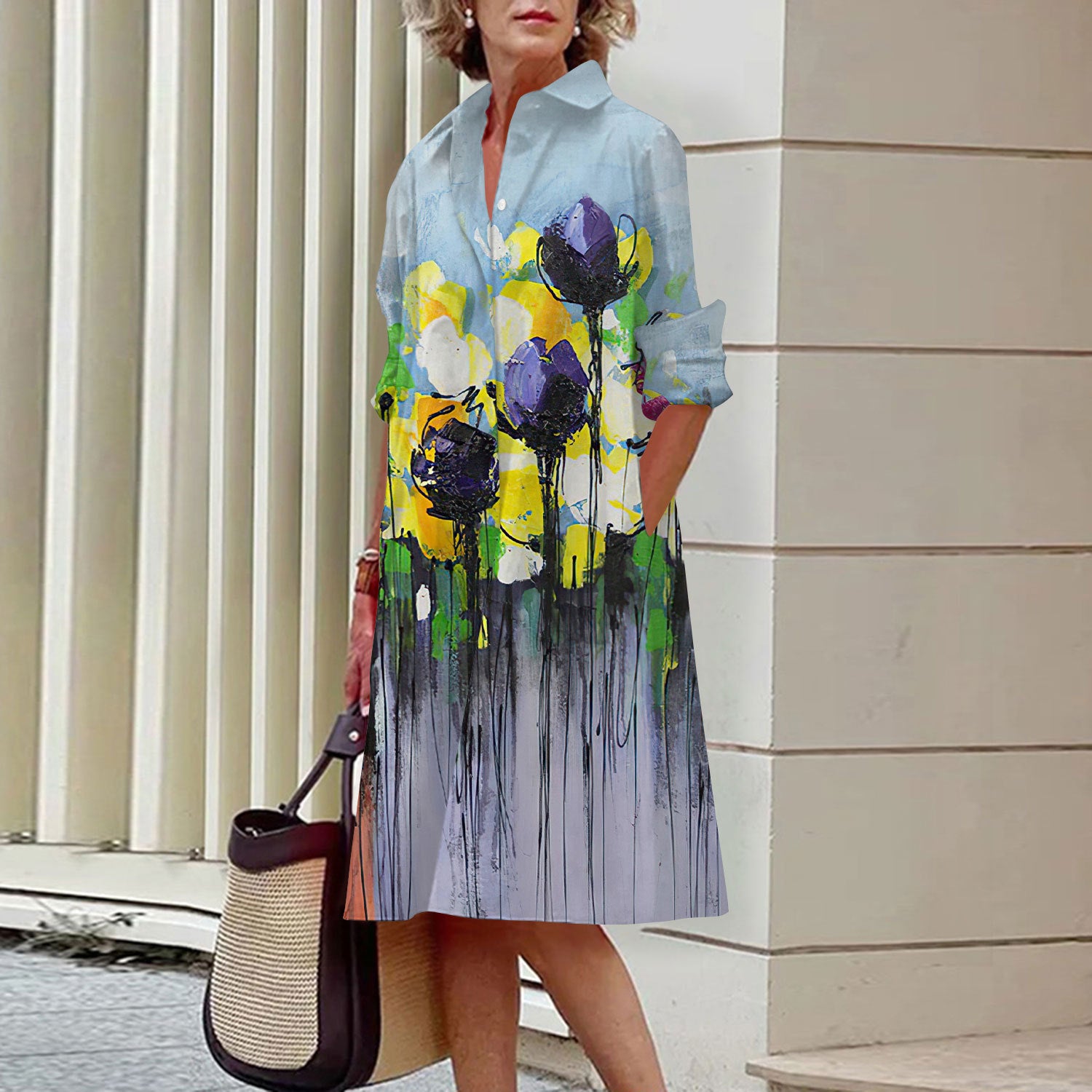 Floral Print Shirt Dress For Women Dress Autumn