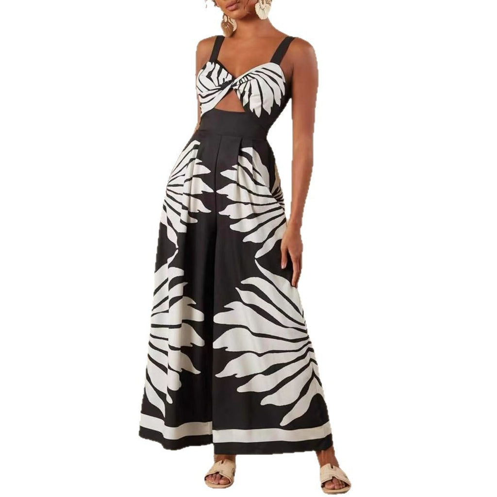 Printed Casual Fashion Jumpsuit With Straps For Women