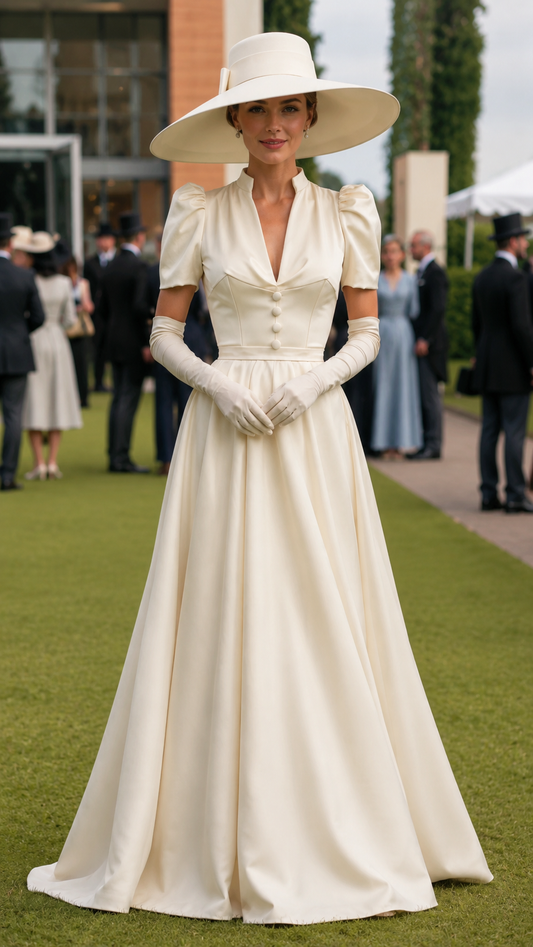 Ivory Puff Sleeve Gown