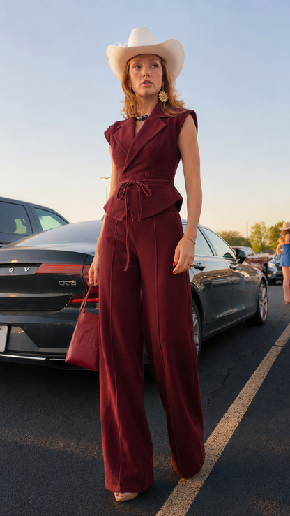 Western Chic Two-Piece Pants Set