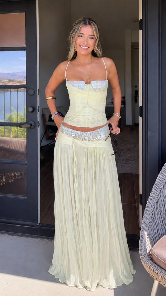 Embellished Corset Maxi Dress Set