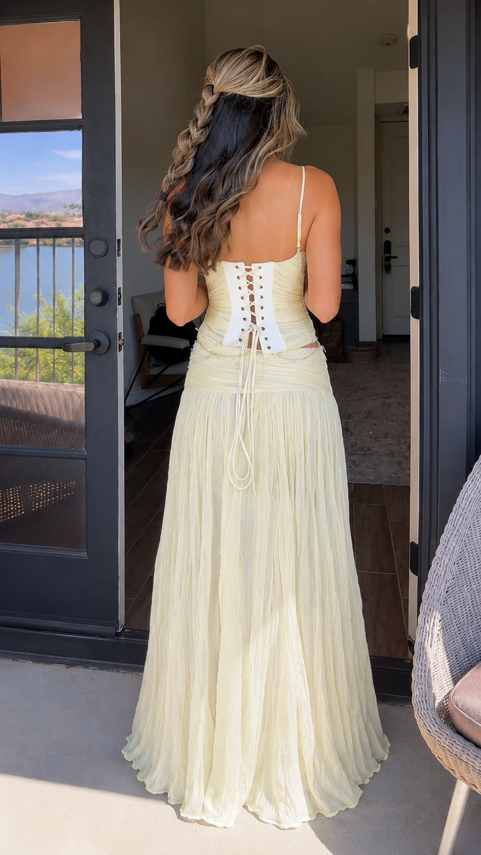 Embellished Corset Maxi Dress Set