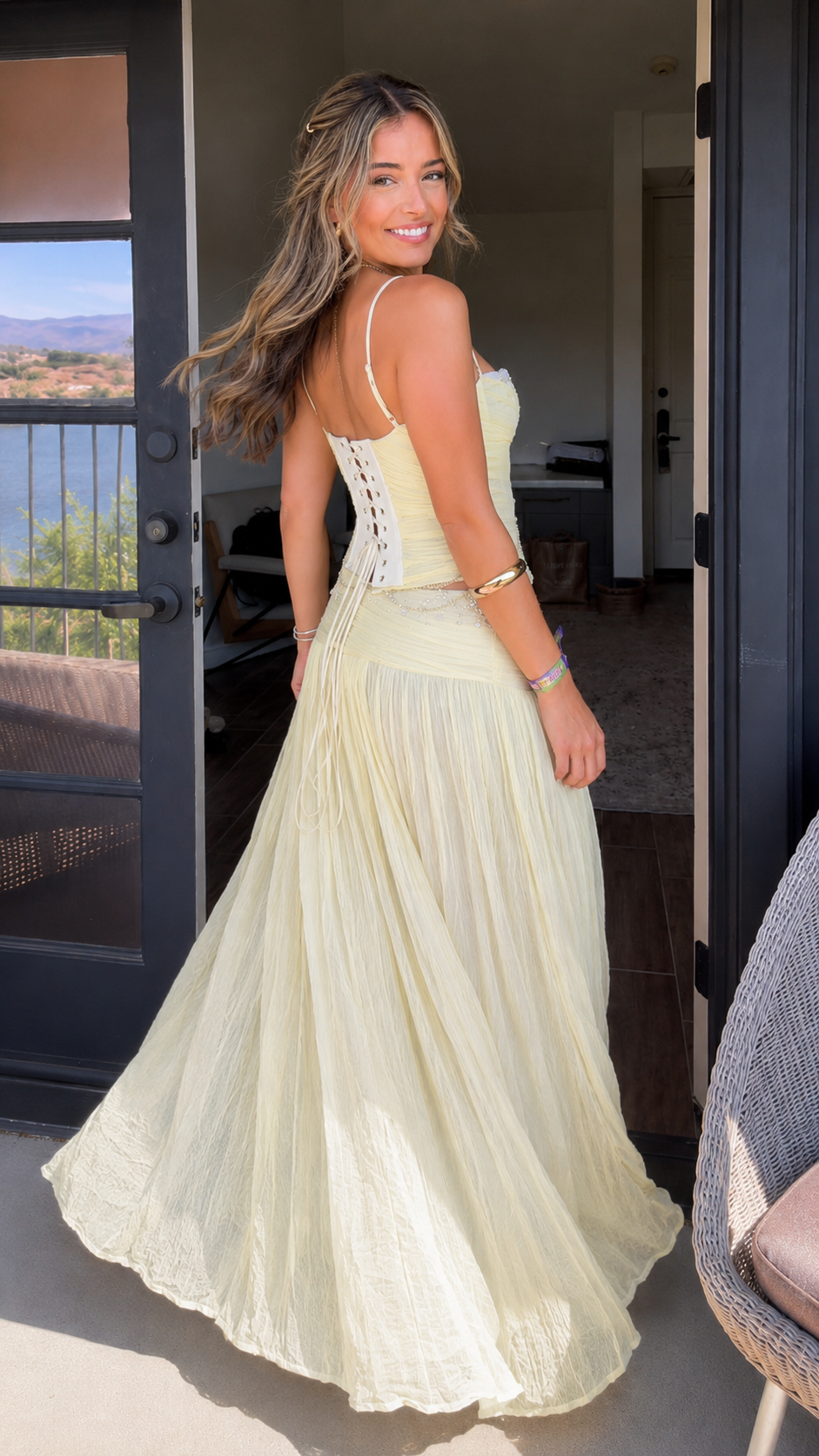 Embellished Corset Maxi Dress Set