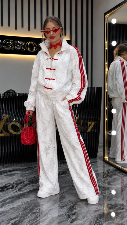 Lace Stripe Sport Luxe Two-Piece Set