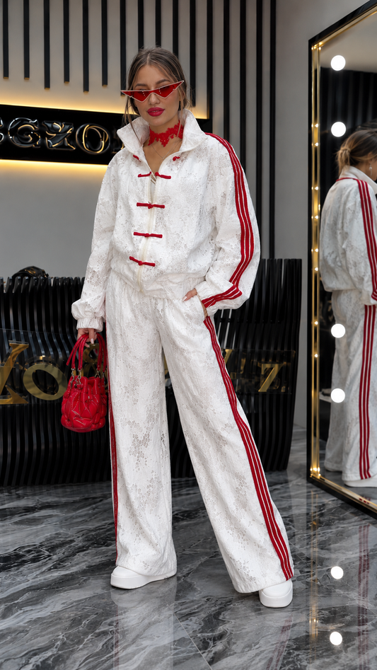 Lace Stripe Sport Luxe Two-Piece Set