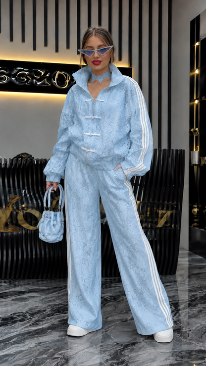 Lace Stripe Sport Luxe Two-Piece Set