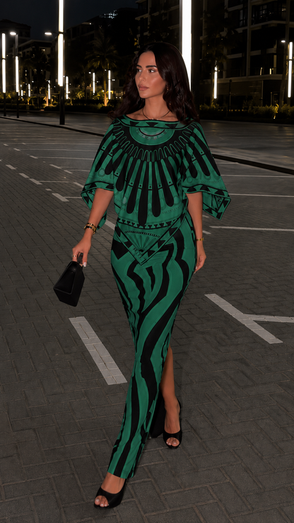 Abstract Glam Printed Maxi Dress