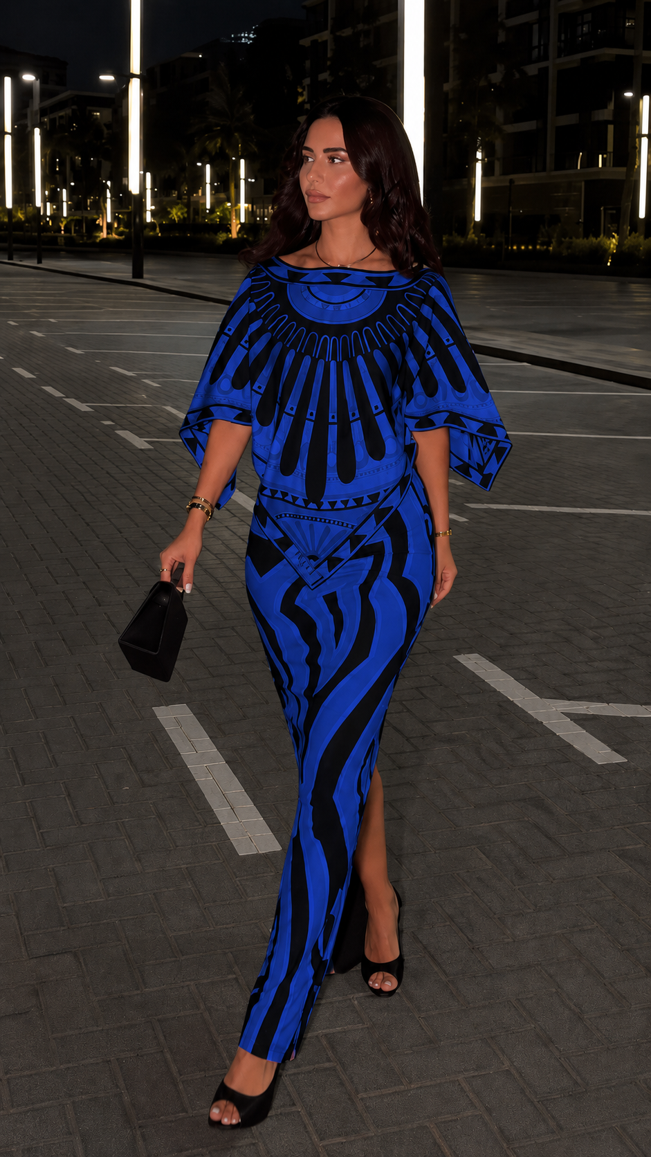 Abstract Glam Printed Maxi Dress