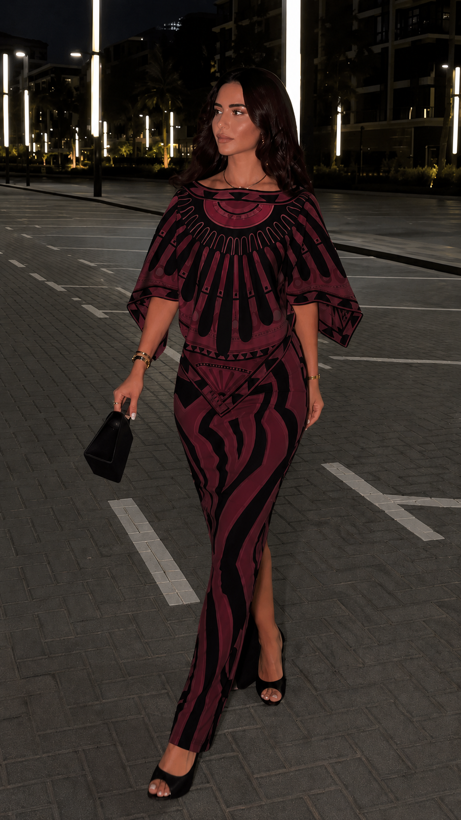 Abstract Glam Printed Maxi Dress