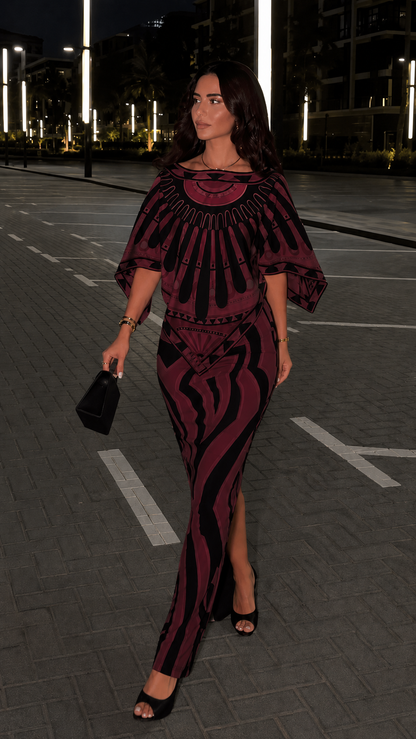 Abstract Glam Printed Maxi Dress