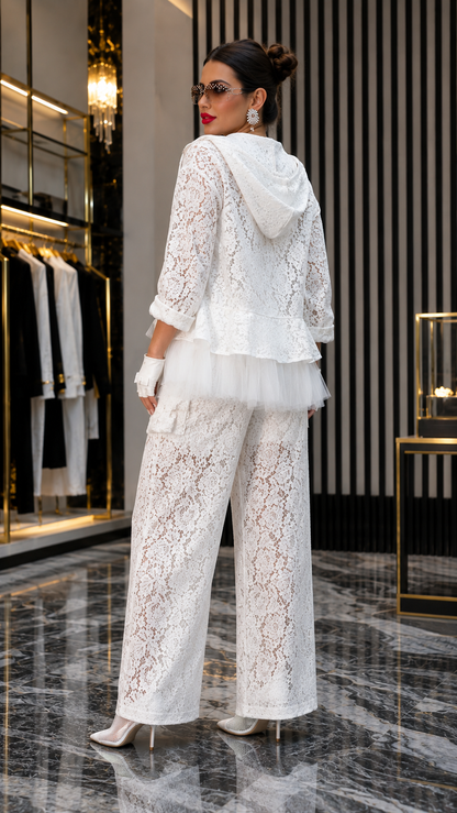 Luxe Floral Lace Athleisure Two-Piece Set