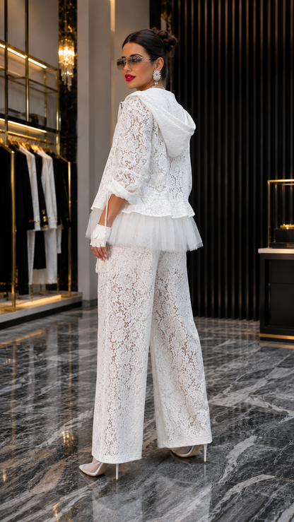 Luxe Floral Lace Athleisure Two-Piece Set