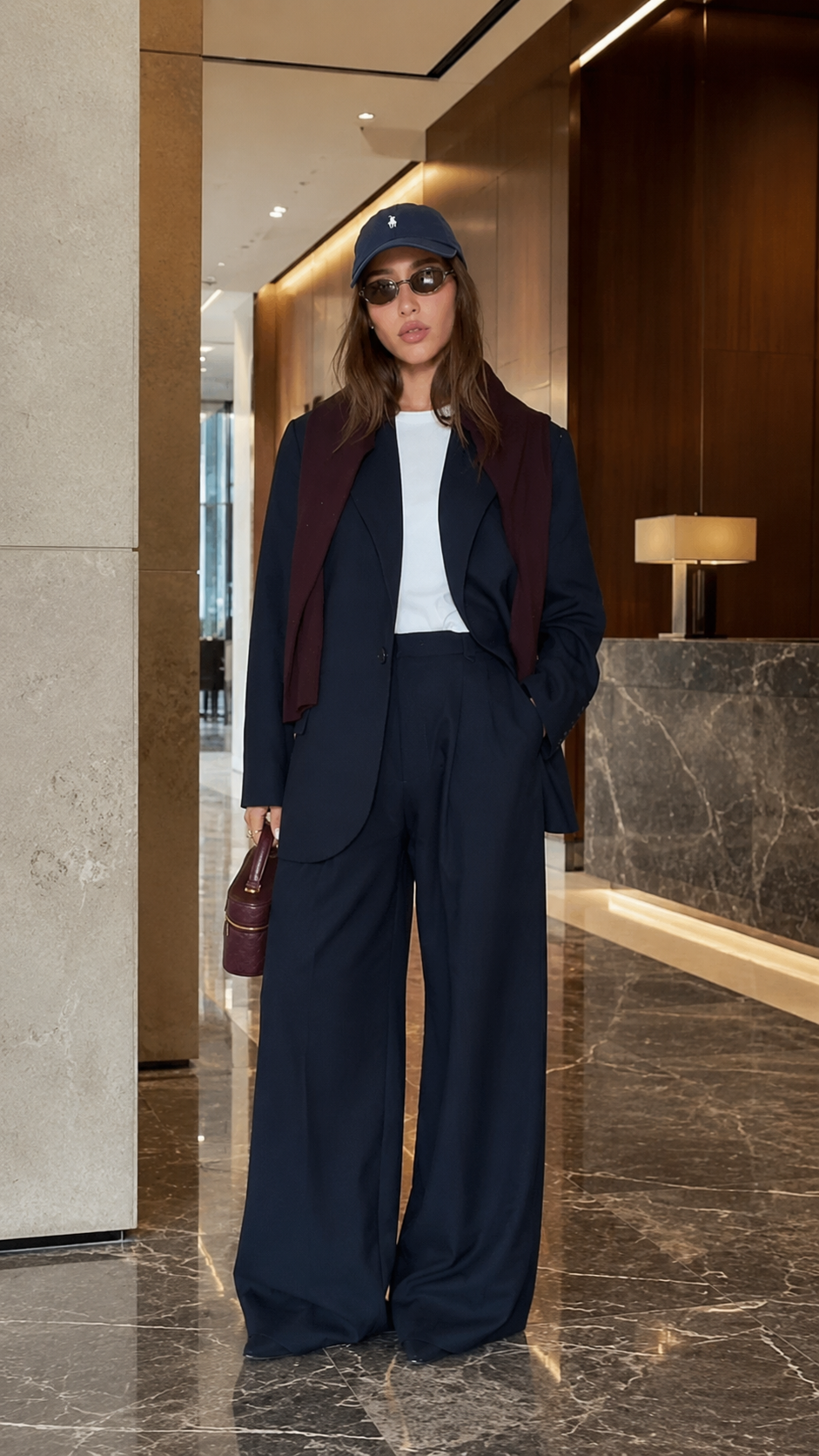 Midnight Luxe Tailored Wide-Leg Suit Set
