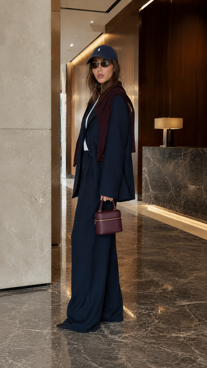 Midnight Luxe Tailored Wide-Leg Suit Set