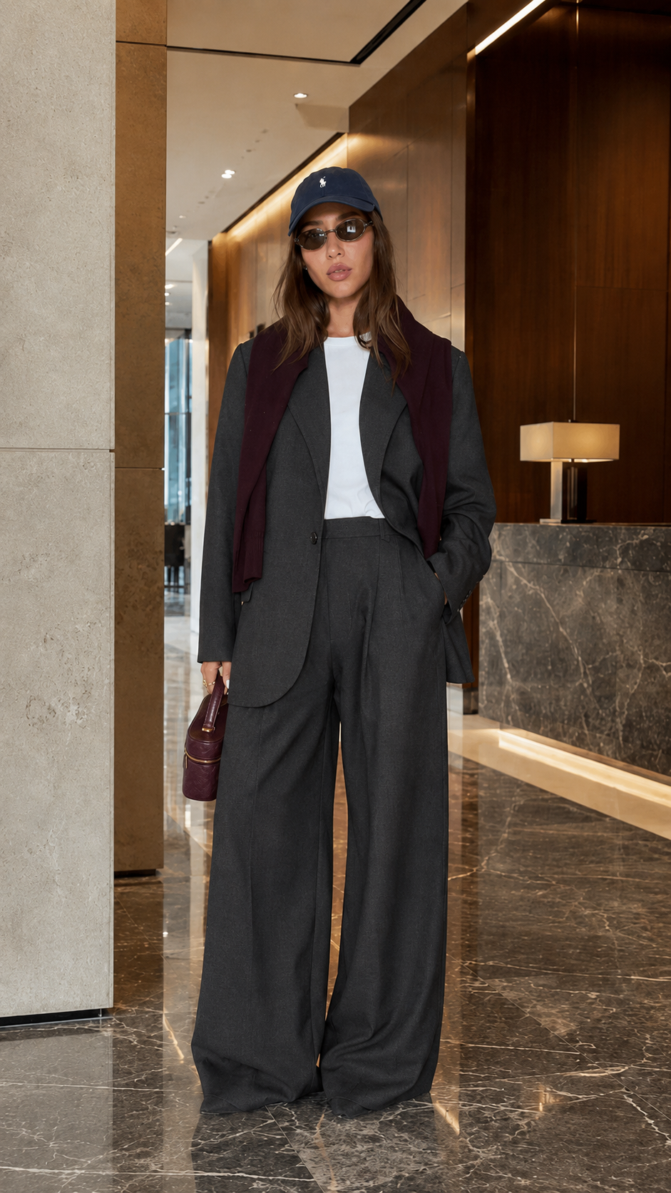 Midnight Luxe Tailored Wide-Leg Suit Set