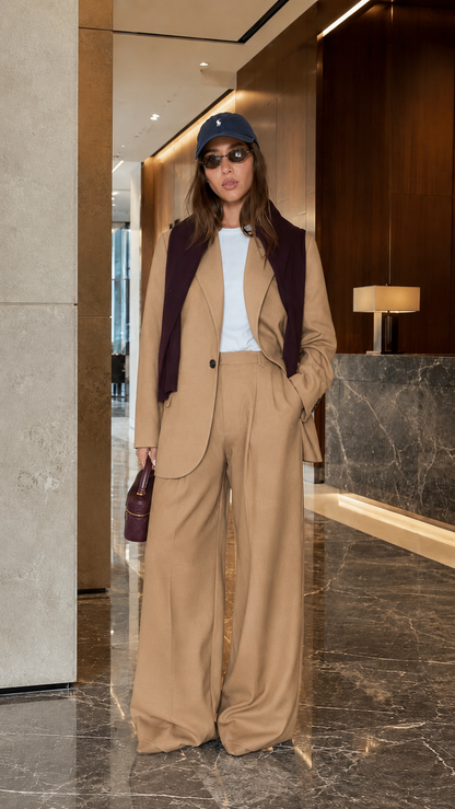 Midnight Luxe Tailored Wide-Leg Suit Set