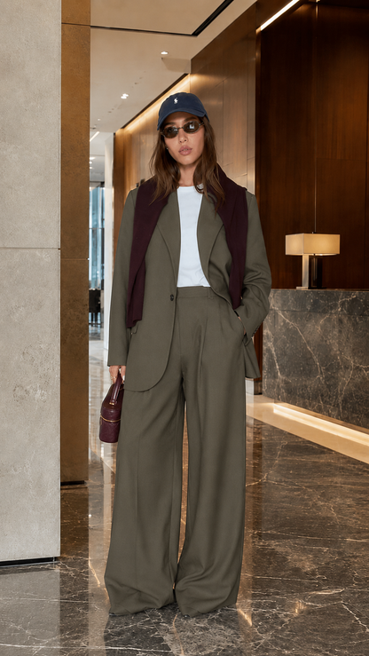 Midnight Luxe Tailored Wide-Leg Suit Set