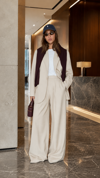 Midnight Luxe Tailored Wide-Leg Suit Set