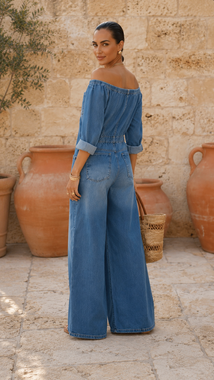 Santorini Denim Wide-Leg Jumpsuit