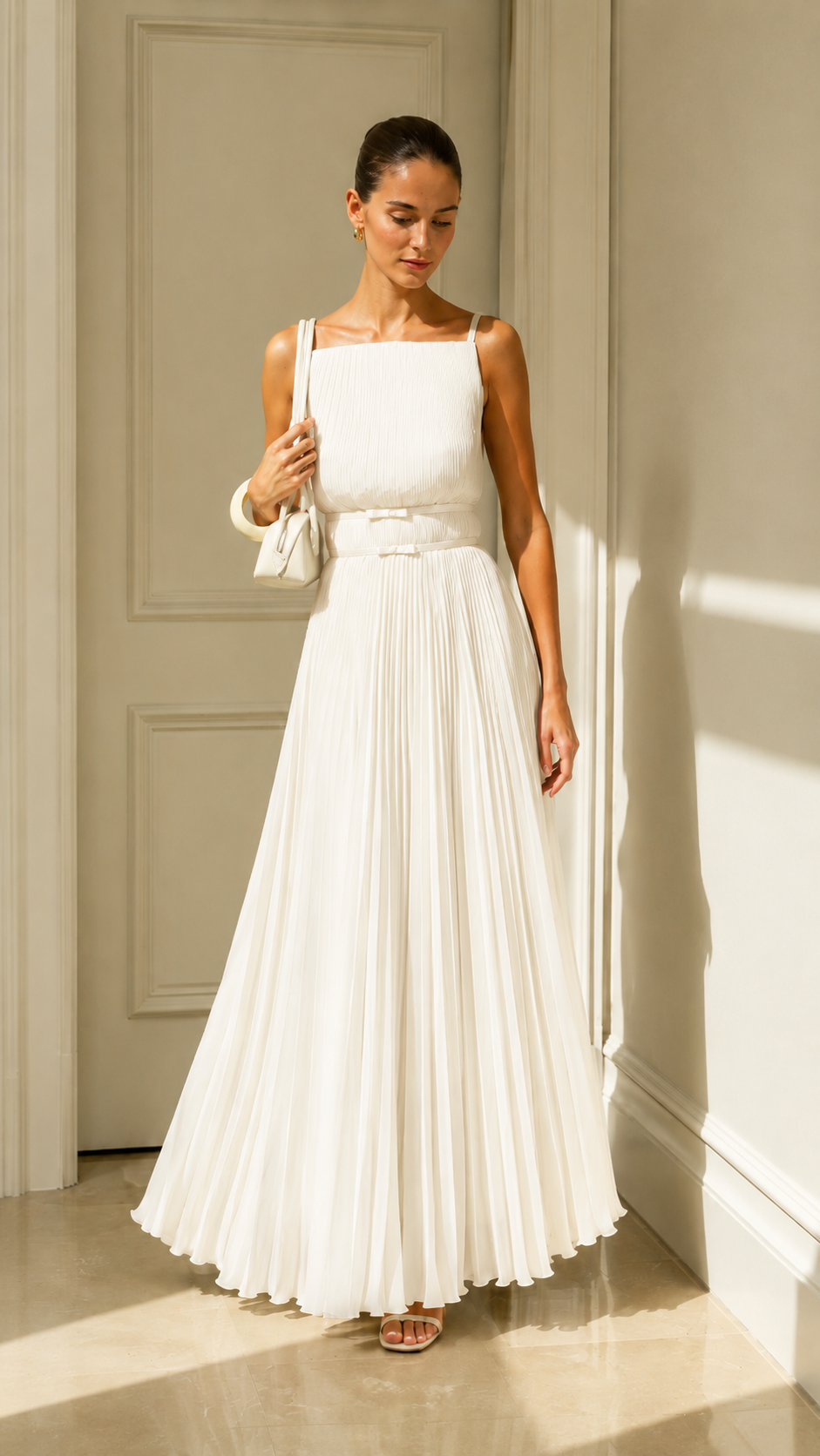 Celeste Pleated Open-Back Maxi Dress