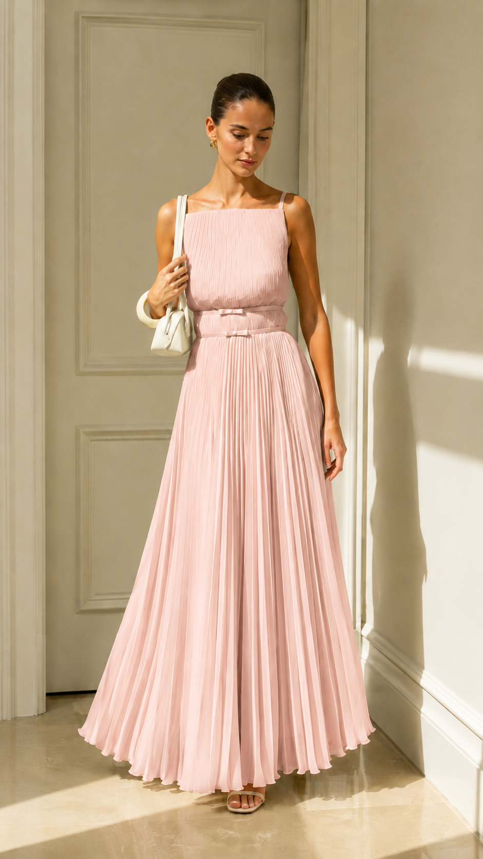 Celeste Pleated Open-Back Maxi Dress