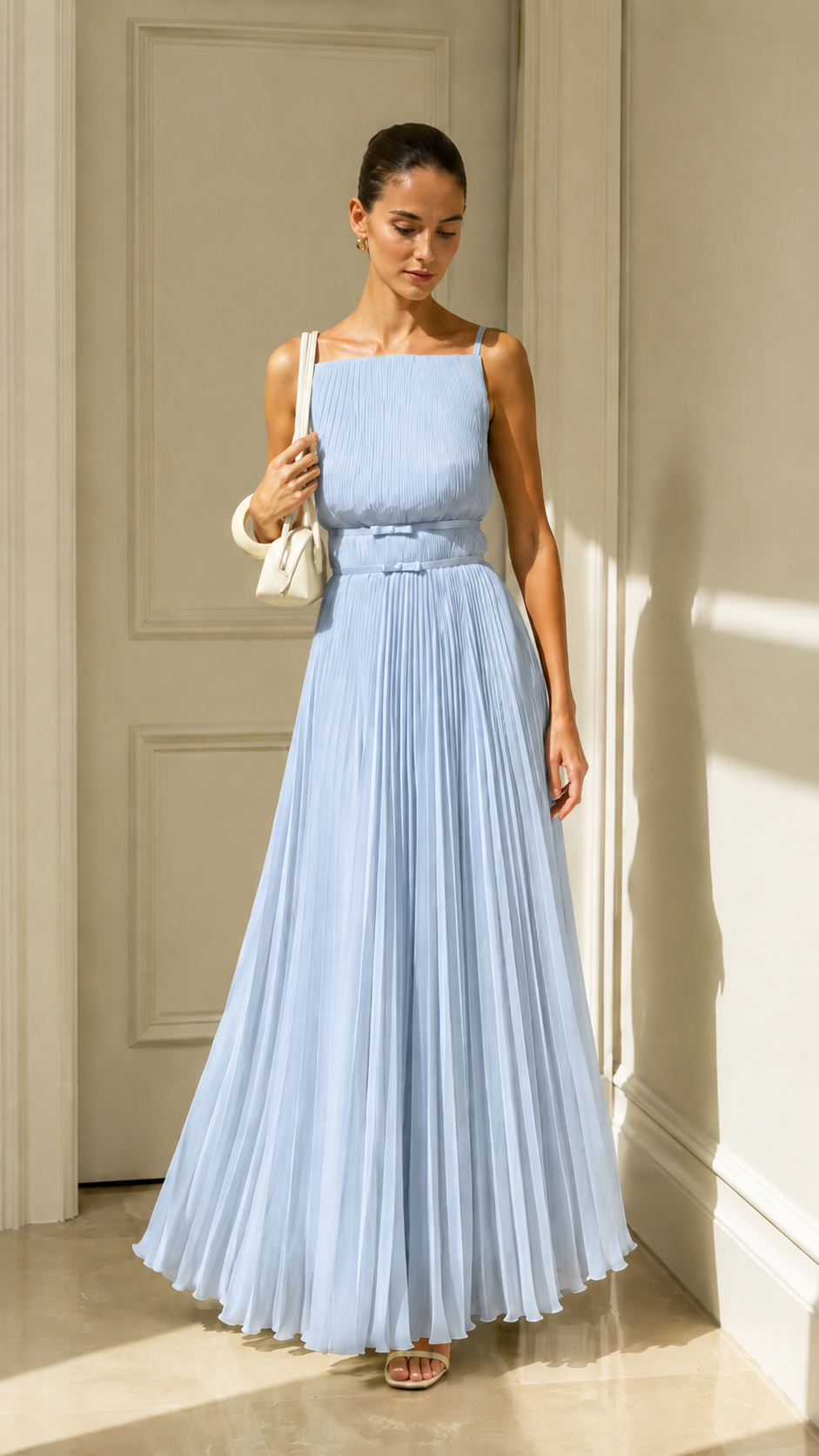 Celeste Pleated Open-Back Maxi Dress