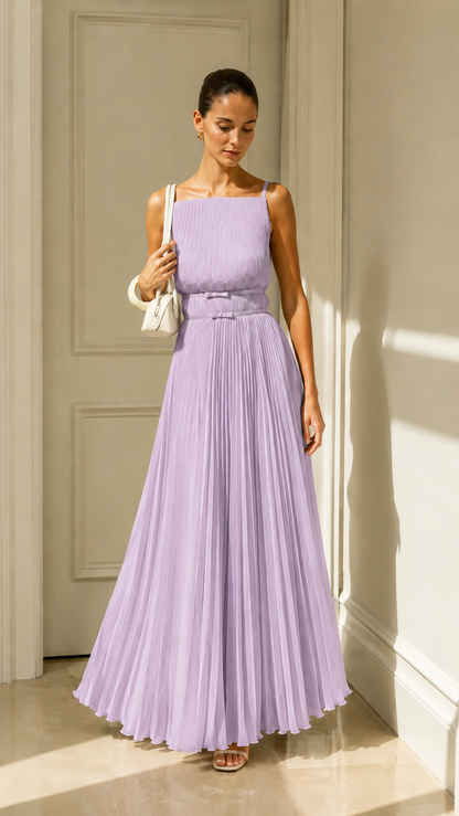 Celeste Pleated Open-Back Maxi Dress