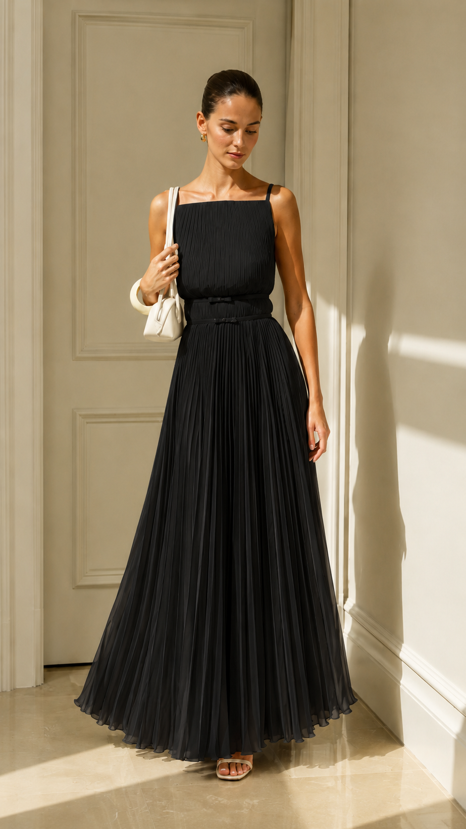 Celeste Pleated Open-Back Maxi Dress