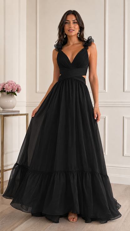 Verdant Romance Ruffle Maxi Dress