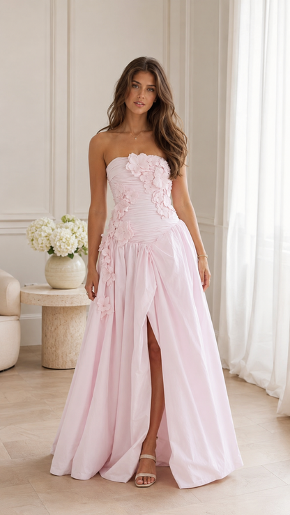 Blush Petal Strapless Ball Gown