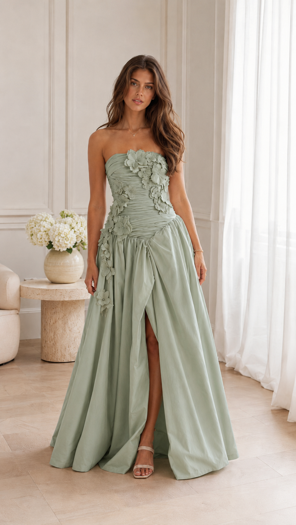 Blush Petal Strapless Ball Gown