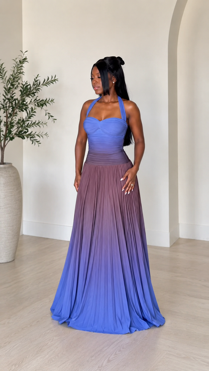 Aurora Ombre Pleated Maxi Dress